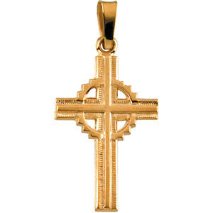 14k Yellow Gold Fancy Celtic Cross Pendant