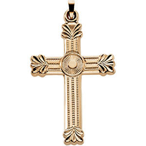 14k Yellow Gold Hollow Cross Pendant