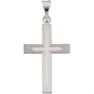 14k White Gold 18x12mm Cross Pendant with Design