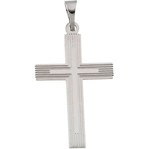 14k White Gold 22x14mm Cross Pendant with Design
