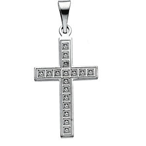 14k White Gold Cross Pendant