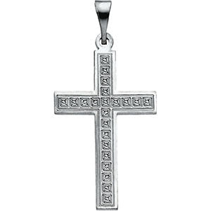 14k White Gold Cross Pendant