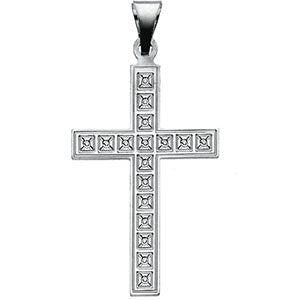 14k White Gold Cross Pendant