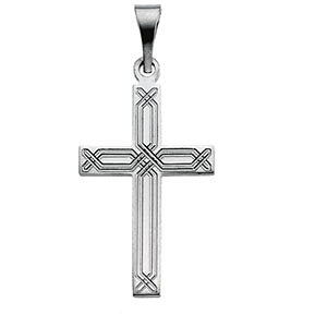 14k White Gold Cross Pendant
