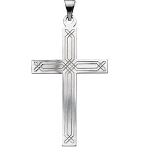 14k White Gold Cross Pendant