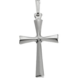 14k White Gold 28x19mm Cross Pendant