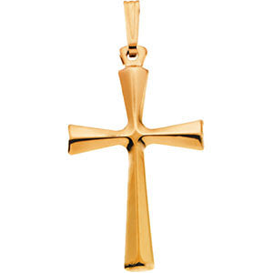 14k Yellow Gold 28x19mm Cross Pendant