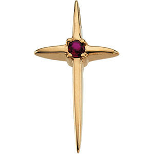 14k Yellow Gold Ruby Cross Pendant 17.75x10mm