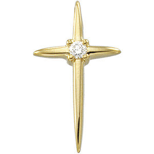 14k Yellow Gold Diamond Cross Pendant