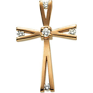 14k White Gold .08 CTW Diamond Cross Pendant