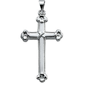 14k White Gold 25x16mm Cross Pendant