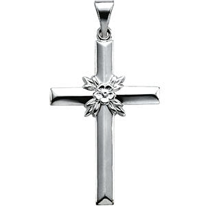 14k White Gold 29.5x19.5mm Cross Pendant
