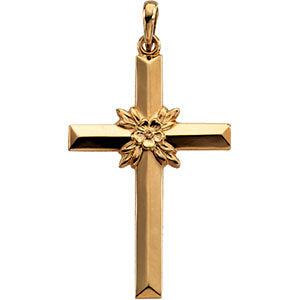 14k Yellow Gold 29.5x19.5mm Cross Pendant