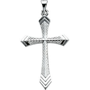 14k White Gold 32x21mm Cross Pendant