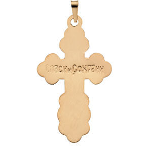 14k Yellow Gold 19x13mm St. Olga Orthodox Cross Pendant