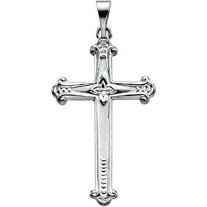 14k White Gold 25x16mm Cross Pendant