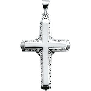 14k White Gold 26x18mm Cross Pendant