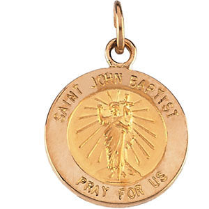 14k Yellow Gold 18mm Round St. John the Baptist Medal
