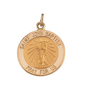 14k Yellow Gold 12mm Round St. John the Baptist Medal