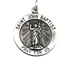 Sterling Silver 18mm Round St. John the Baptist Necklace