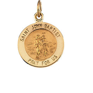 14k Yellow Gold 15mm Round St. John the Baptist Medal