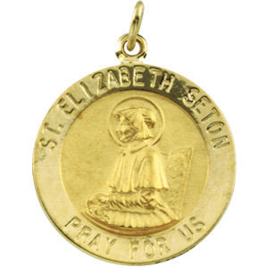 14k Yellow Gold 12mm Round St. Elizabeth Seton Medal