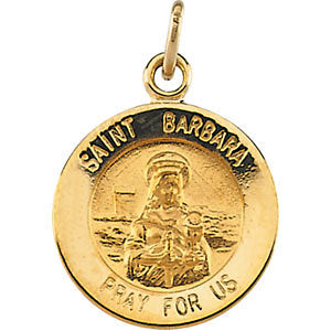 14k Yellow Gold 12mm St. Barbara Medal