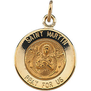 14k Yellow Gold 12mm Round St. Martin de Porres Medal