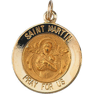 14k Yellow Gold 15mm Round St. Martin de Porres Medal
