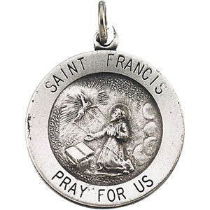 Sterling Silver 18.25mm Round St. Francis of Assisi Medal