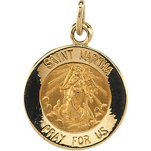 14k Yellow Gold 12mm St. Martha Medal