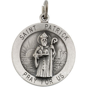 Sterling Silver 18mm Round St. Patrick 18" Necklace