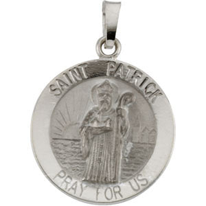 14k White Gold 18mm Round St. Patrick Medal
