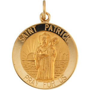 14k Yellow Gold 18mm Round St. Patrick Medal