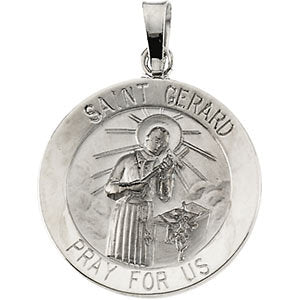 14k White Gold 18mm St. Gerard Medal