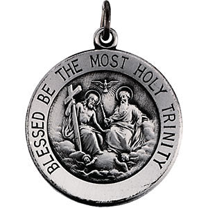 Sterling Silver 18mm Round Holy Trinity Medal