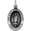 15.25 X 10.75 mm Oval Lady of Guadalupe Pendant Medal with 18 inch Chain in Sterling Silver