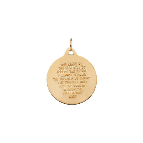 14k Yellow Gold 19mm Round Praying Hands Pendant