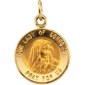 14k Yellow Gold 12mm Our Lady of Sorrows Medal