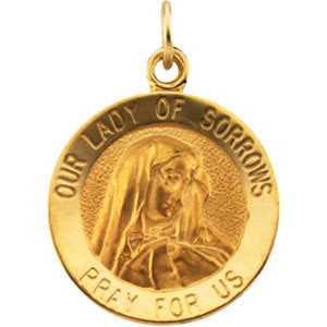 14k Yellow Gold 14.5mm Our Lady of Sorrows Medal