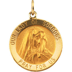 14k Yellow Gold 18mm Our Lady of Sorrows Medal