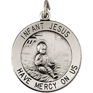 Sterling Silver 18mm Infant Jesus Medal with 18" Chain