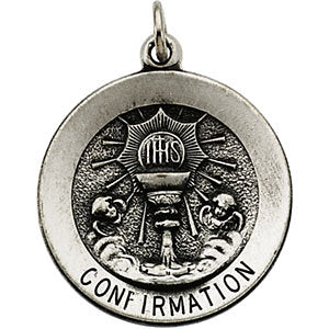 14k Yellow Gold 12mm Round Confirmation Pendant Medal