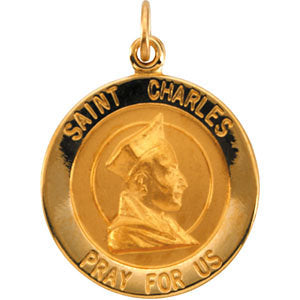 14k Yellow Gold 18.25mm St. Charles Medal