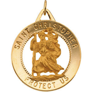 14k Yellow Gold 25mm St. Christopher Medal