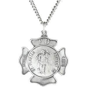Sterling Silver 16.75mm St. Florian 18" Necklace