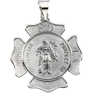 14k White Gold 22.25mm St. Florian Pendant