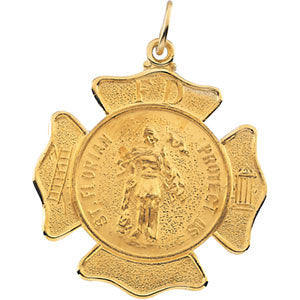 14k Yellow Gold 16.75mm St. Florian Pendant