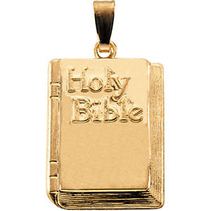14k Yellow Gold 19.5x13mm Bible Pendant