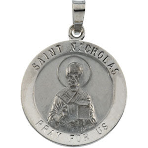 14k White Gold 18.25mm St. Nicholas Medal